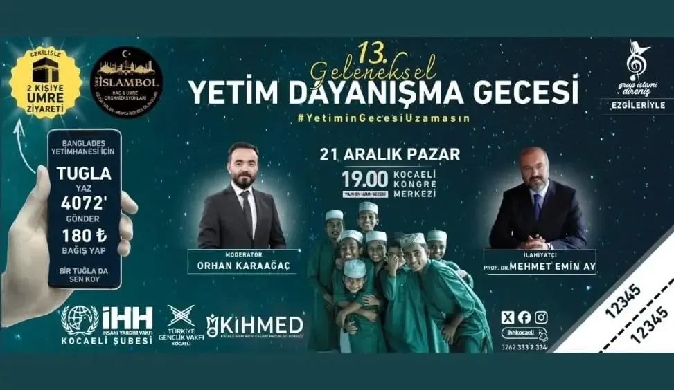 İHH ve KİHMED’den 13. Geleneksel Yetim Dayanışma Gecesi 21 Aralık’ta 