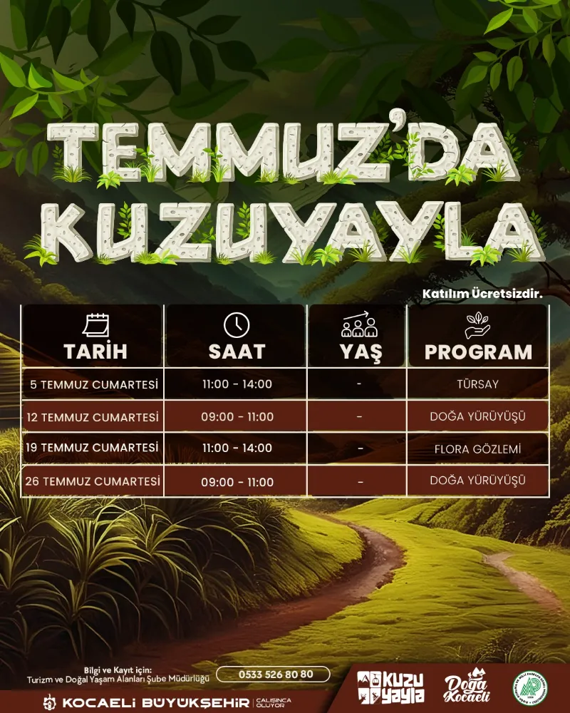 Ormanya ve Kuzuyayla’da doğayla iç içe yaz programı başlıyor;  KOCAELİ’DE DOĞAYI KEŞFETME ZAMANI