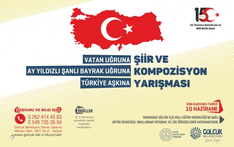 Gölcüklü Öğrenciler 15 Temmuz Destanını ŞİİR VE KOMPOZİSYONLA ANLATACAK
