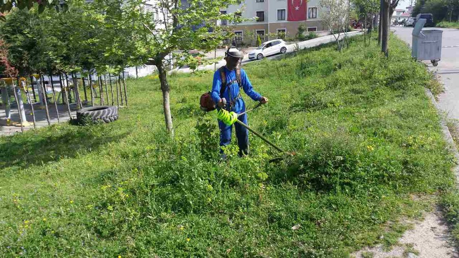 Değirmendere Cumhuriyet Mahallesi’nde otlar kesilmeye başladı
