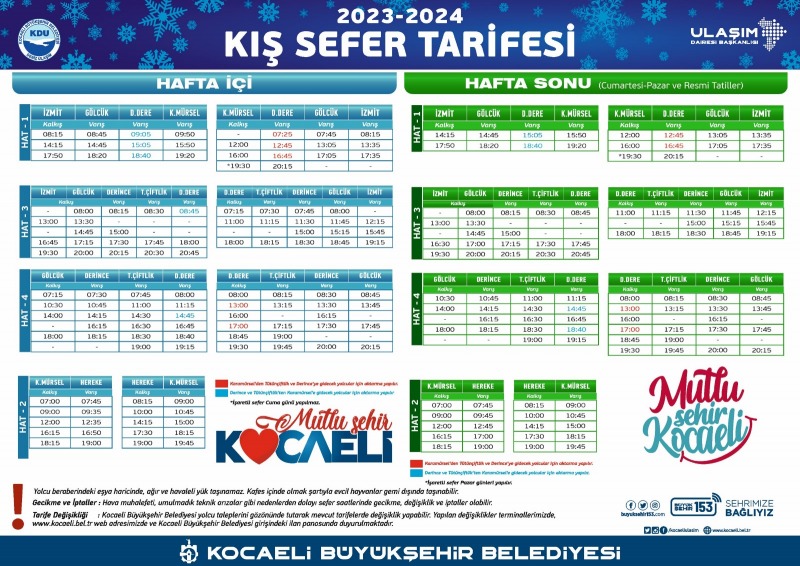 Deniz ulaşımında kış tarifesi başladı