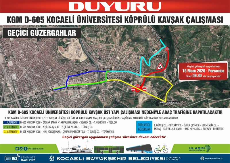 KOÜ’ye ulaşım için 3 alternatif güzergah oluşturuldu
