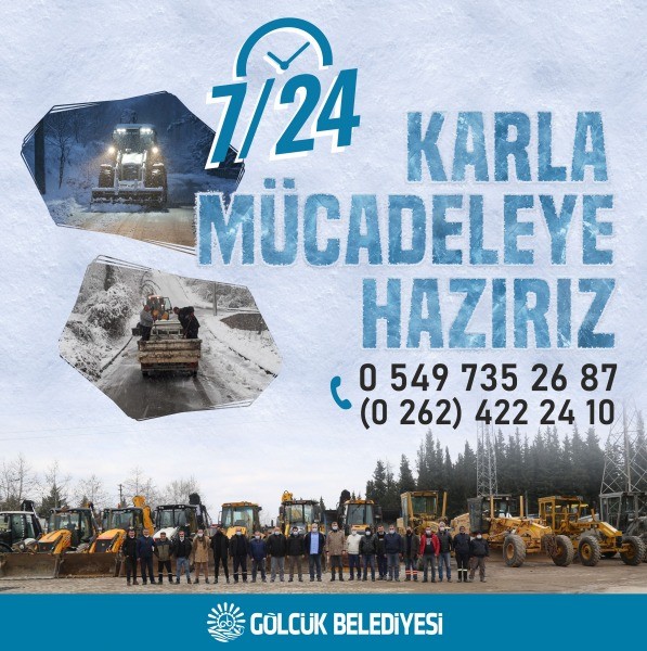 GÖLCÜK BELEDİYESİ EKİPLERİ KARLA MÜCADELEYE HAZIR